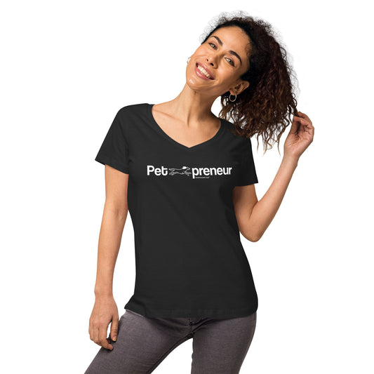 Women’s fitted PetPreneur Dog v-neck t-shirt